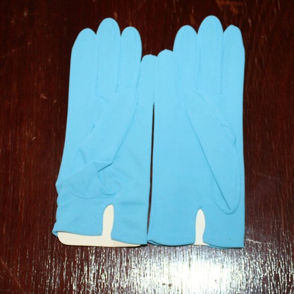 Vintage Stretch Nylon Blue Ladies Dress Gloves - Picture 2 of 2
